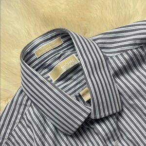MICHAEL Michael Kors Blue and White Striped Dress Shirt